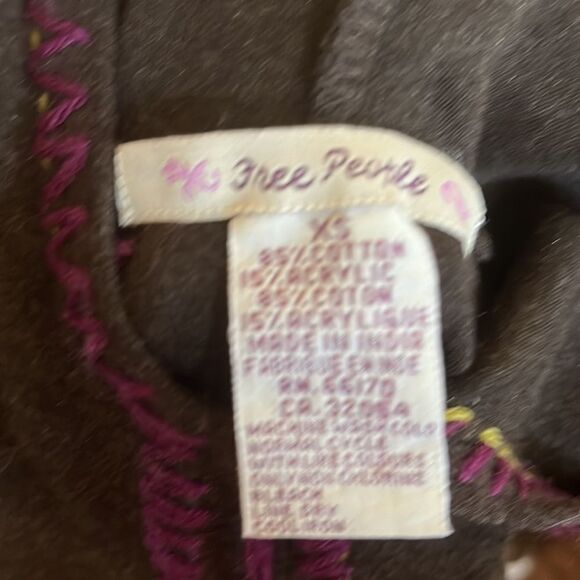 Free People Brown Zipper Closure Hoodie Sweater Casual Boho Feminine - Picture 9 of 9